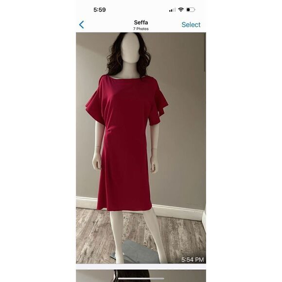 Reiss Manila Fuchsia Pink Knee Length Ruffle Sleeve Dress Size 8 - Picture 8 of 9